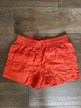 J.Crew Linen Shorts, Elastic Waist Shorts, Rusted Orange